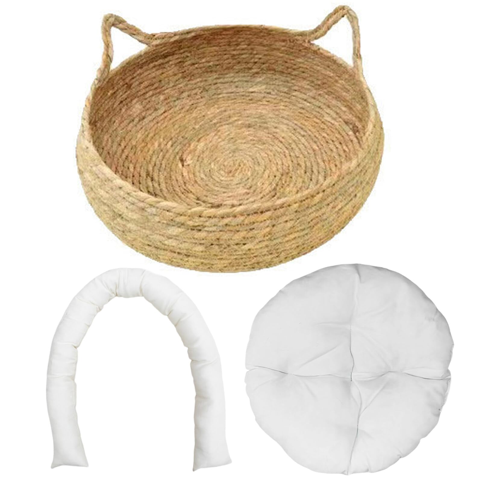 Katzenbett, Katzencouch, Katzenbetten und Möbel, Katzenbetten für Hauskatzen, 38,1 x 12,7 cm, 2-in-1, gewebtes Katzenkörbchen, Bett mit weichem Kissen, kratzfestes Kätzchenbett, gemütlicher