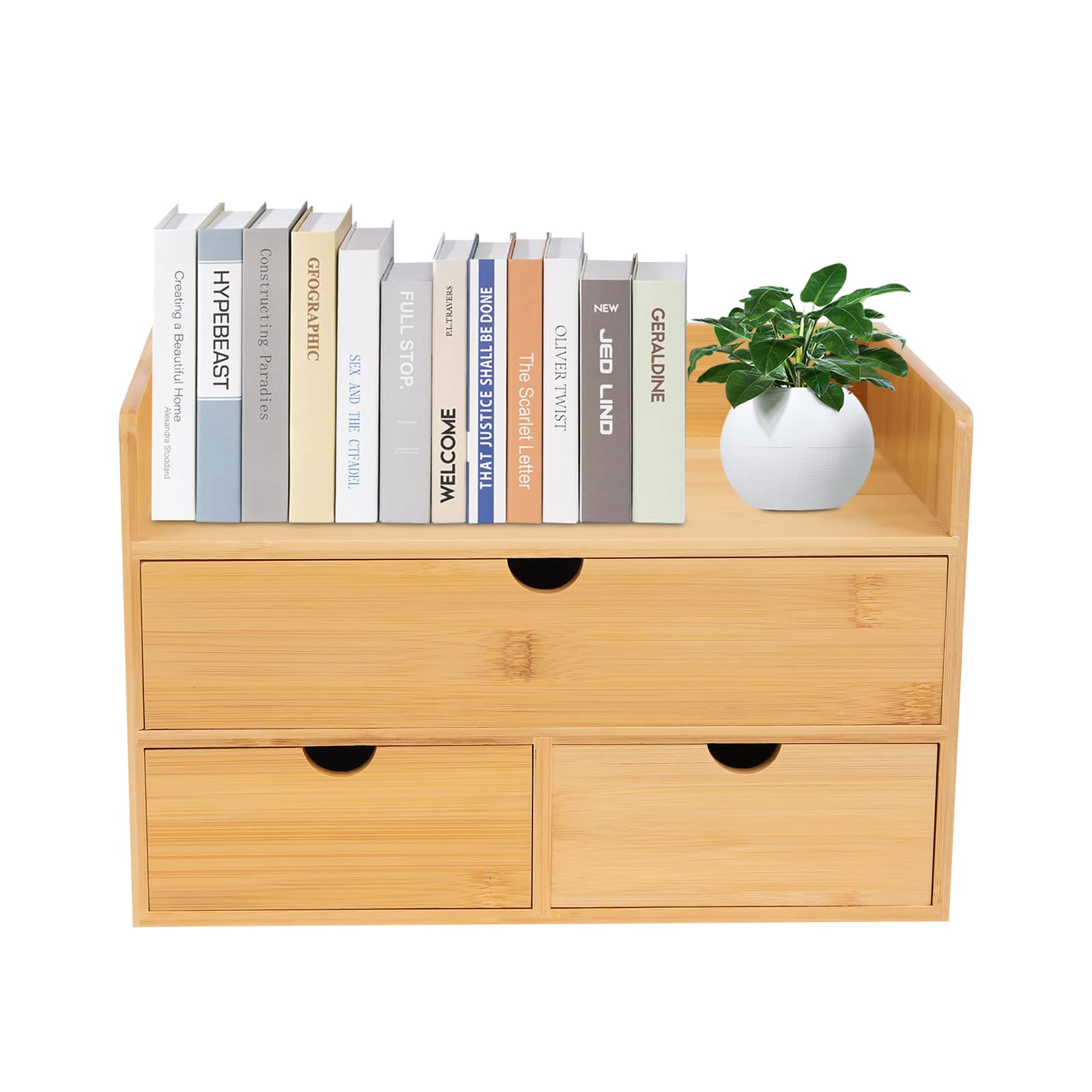 Organizador de escritorio de madera con 3 cajones – Almacenamiento para utensilios de mesa – Caja de almacenamiento sin necesidad de instalación