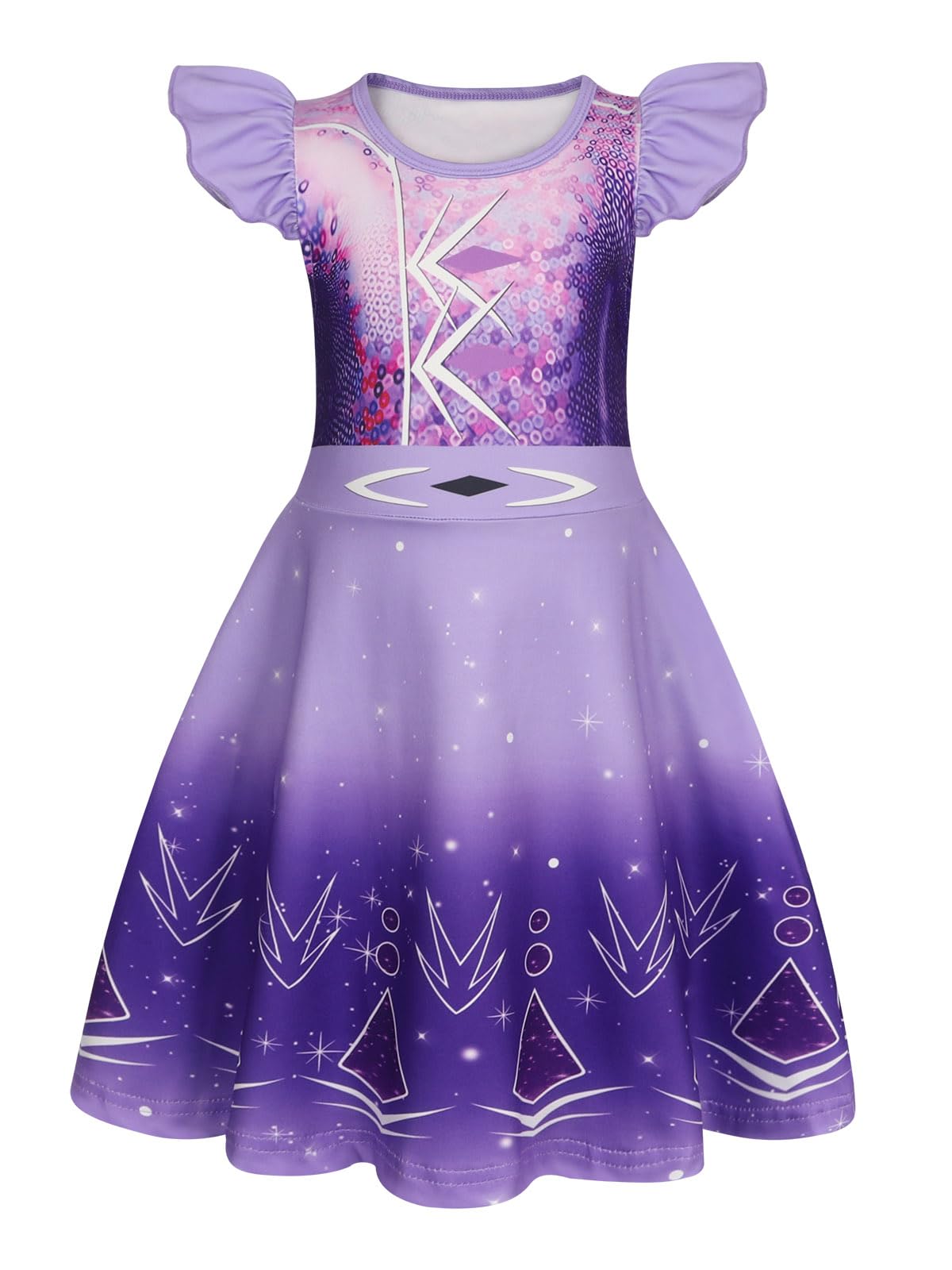 Berich Purple Costume Princess Dress Kids Halloween Party Outfits Child Role Play Cosplay Clothing World Book Day Costumes for Girls Snow Queen Dress Up for Girls 2-3 Years(Purple,110)