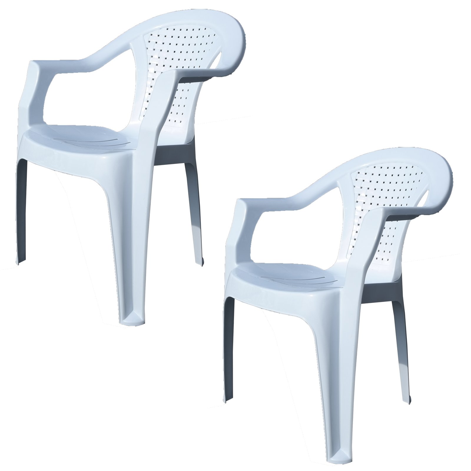 Indoor & Outdoor White Plastic Lawn Chairs Garden Patio Armchair