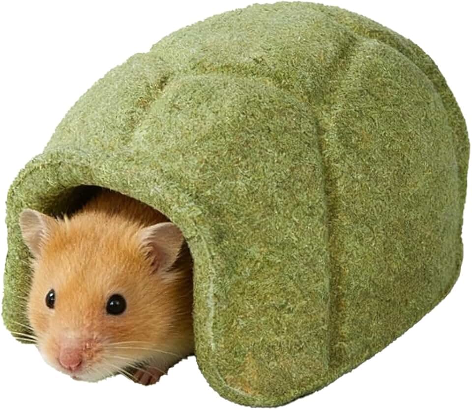 Natural Hamster Chew Toys, Turtle Shell Shape Hideaway, 5x4 Inches Wooden House with Safe Material, Eco Friendly Small Animal Shelter, Pet Cage Accessory Fun Design, Chewing Toy for Gerbil Chinchilla