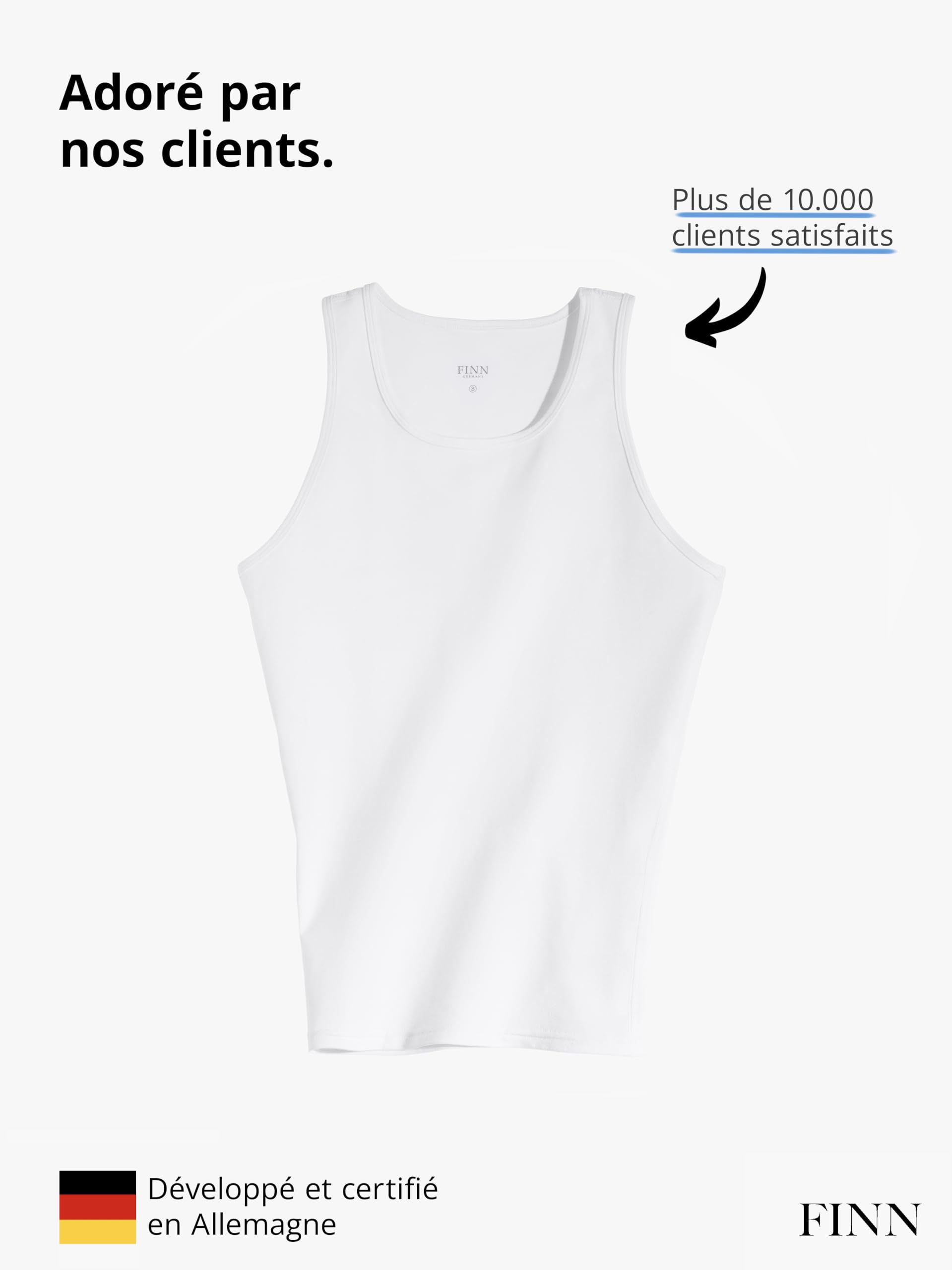 FINN débardeur modelant pour Hommes - Maillot de Corps Shapewear sans Manches en Coton - sous-Maillot de Compression Body Shaper pour Un Ventre Plus Plat