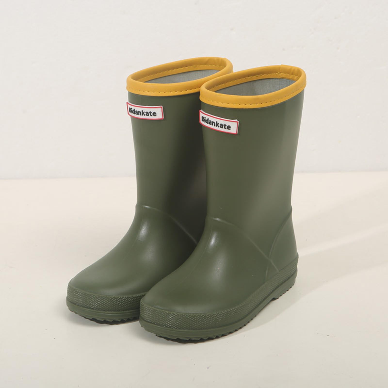 Botas niños fácil Poner Botas de Lluvia Antideslizantes para niños y niñas, Zapatos para niños, Botas Unisex para niños (Green, 35 Big Kids)