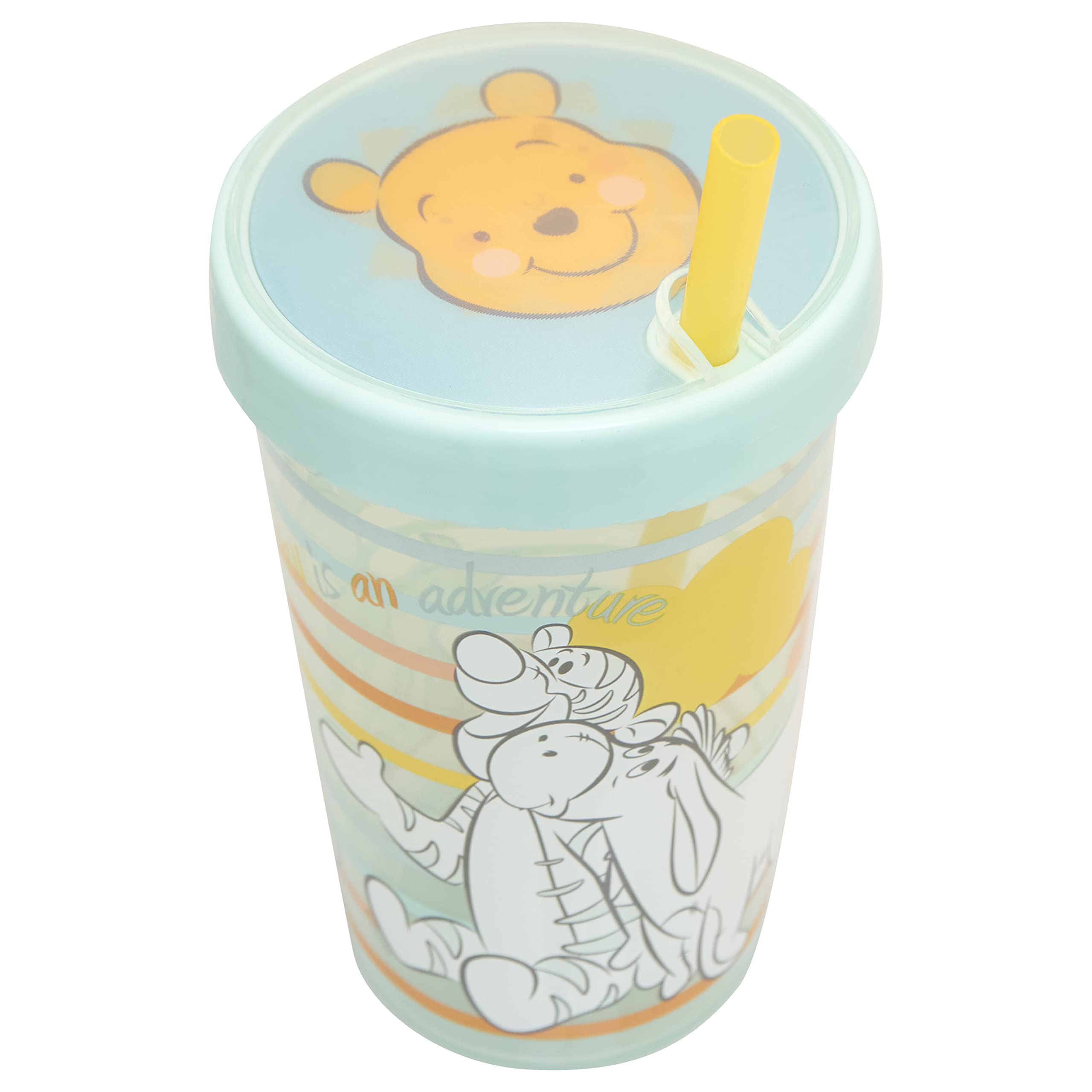 Disney - Winnie the Pooh Lenticular Straw Tumbler – Reusable Straw – BPA-Free, Spill-Resistant Lid for Kids
