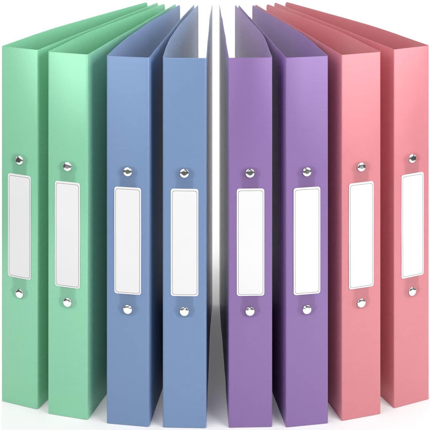 ACROPAQ - 8 x Ring Binder A4 - Flexible A4 Folder Files for 200 Pages, Binders with 2 Rings, Spine Width 3.5 cm, Wind 'Nature' Color Collection - Slim Binder, School Folder, Plastic Folder