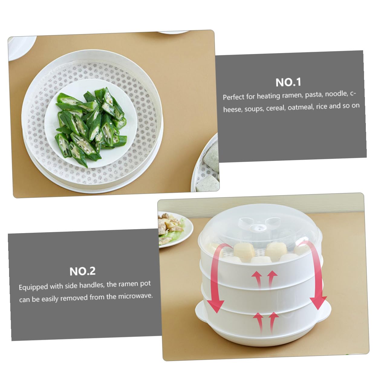 Cocedor al Vapor Microondas Tapa Resistente al Calor Apto para Verduras Pasta y Arroz Utensilio Cocina Fácil Limpieza y Duradero
