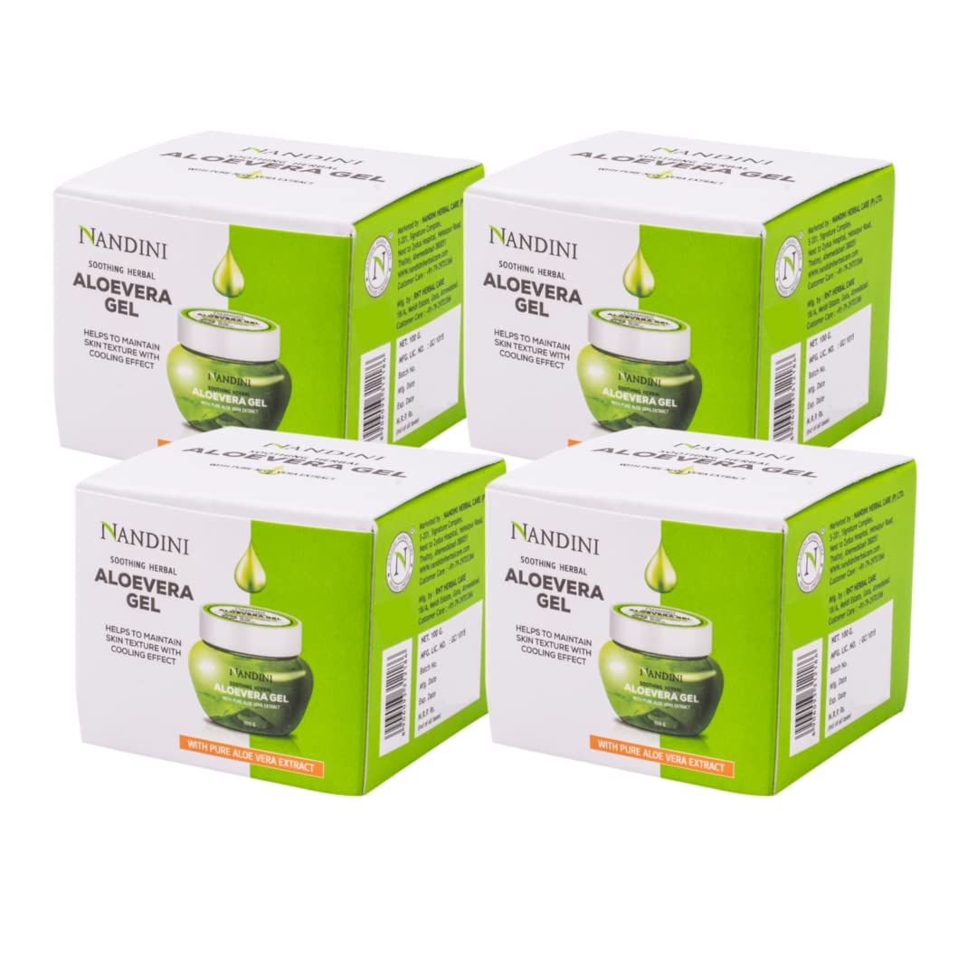 Nandini Herbal Aloevera Gel For Face, With Pure Aloevera extract for Skin and Hair (Pack of 4)