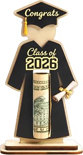 Graduation Money Holder 2026, Class of 2026 Cash Gift Holder with Stand | Black Wooden Graduation Gift Card Holder, Congrats Grad Money Holder for High School College Graduation Decorations