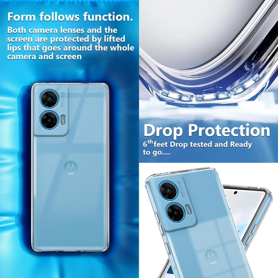 Image of Fashionury Crystal Clear Case for Motorola G96 5G | Yellowing Resistance | Transparent TPU Silicone | Raised Camera Lips | Slim Transparent Cover