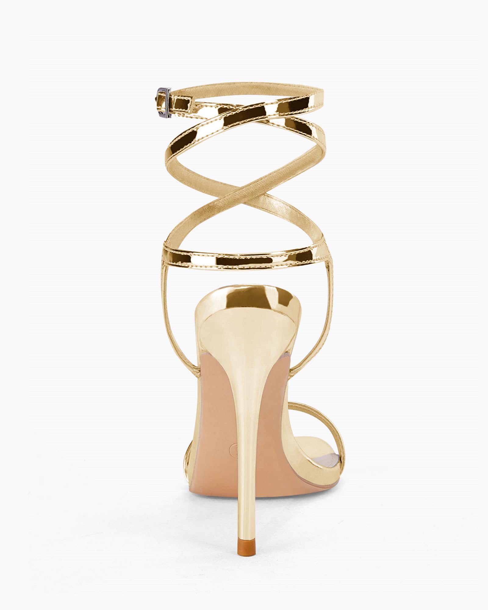 Coutgo Womens Strappy Lace up Heels Sandals Sexy High Heeled Ankle Strap Summer Dress Shoes