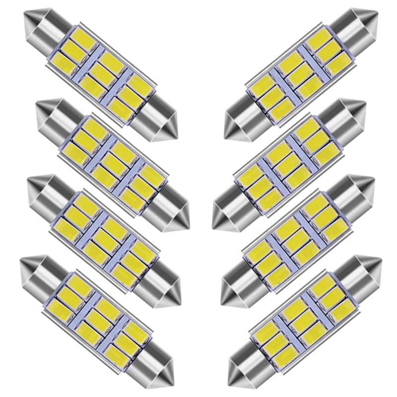 8 PCS Car LED Bulb Kit Set, 1.6In Super Bright Led Lights with 5630-9SMD Chipset, Universal 12V Aluminum Door Dome LED Lights Replacement (White Light)