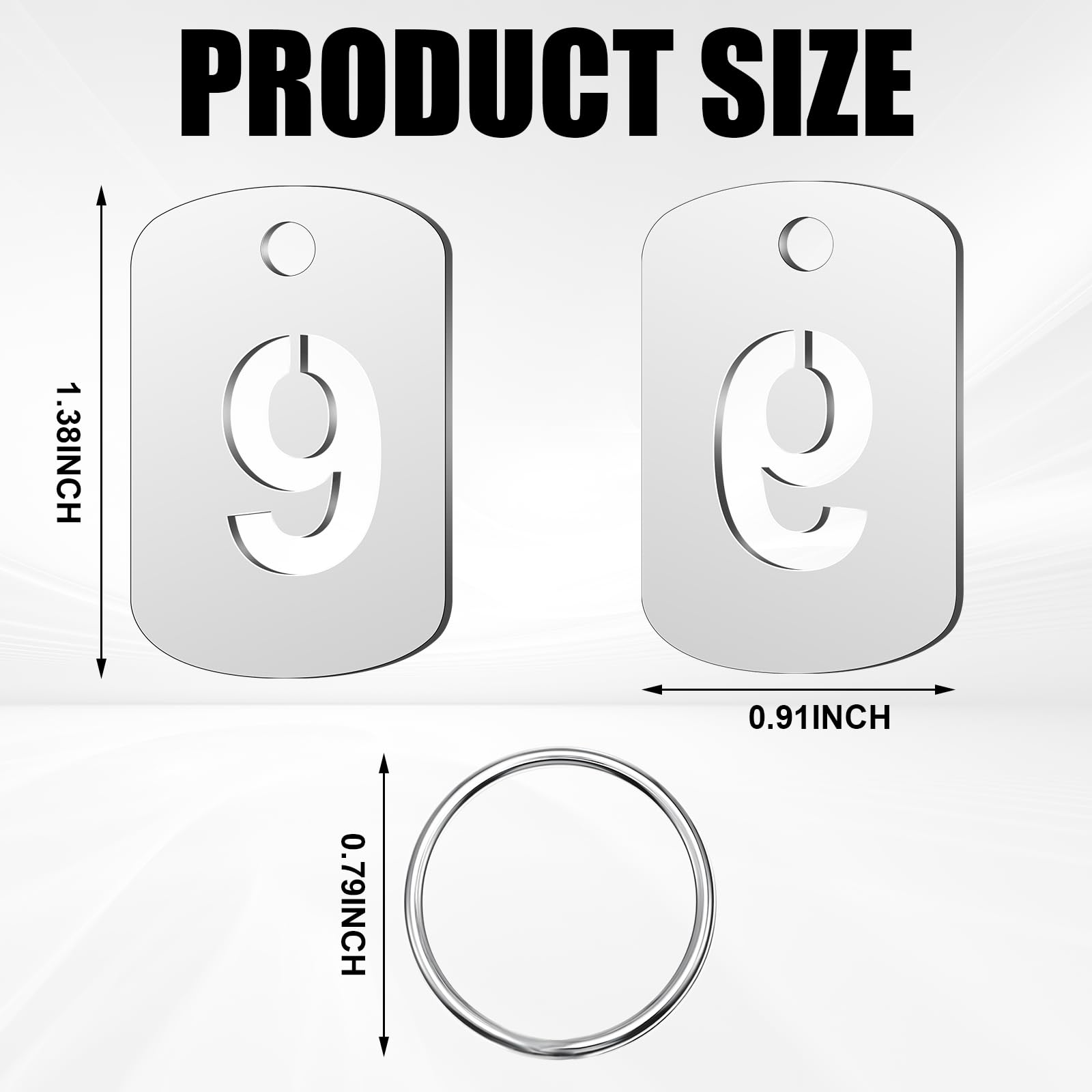 Zonon Targhette numerate in metallo da 1 a 100 con anello portachiavi in acciaio inox scavato, etichette numerate per casa, ufficio, dormitorio, armadietti della casa (rettangolare)