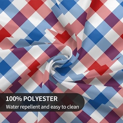 Miniatura 8 de BETGINY Mantel redondo para el 4 de julio, 60 pulgadas, impermeable, rústico, Día de la Independencia, rojo y azul, a cuadros, mantel de tela