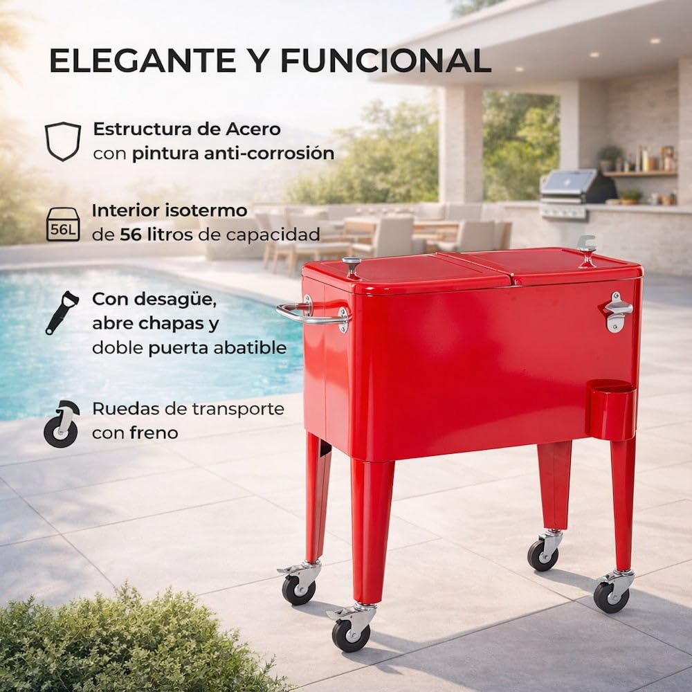 Nevera Portátil Fresh Rojo Metal 74 x 43 x 80 cm