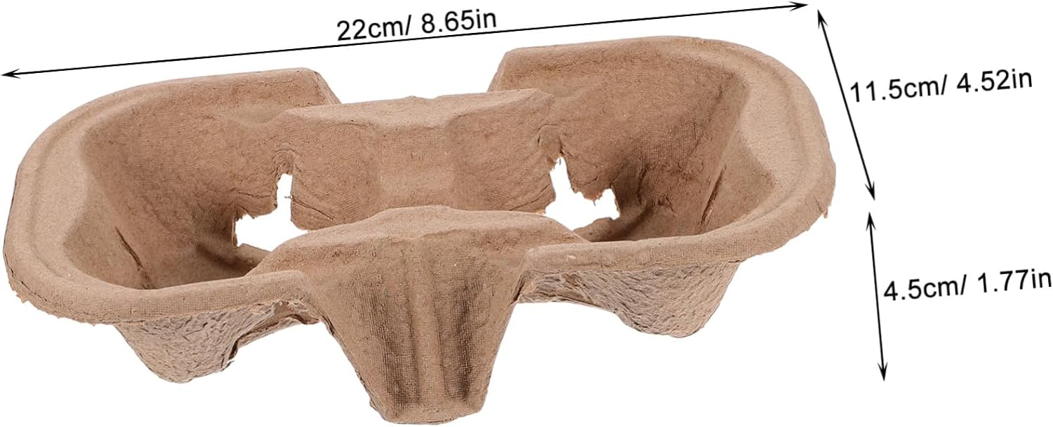 50pcs Biodegradable Paper Cup Carrier Tray for Takeout Drinks 2 Cup Holders Convenient Design for Coffee and Beverage