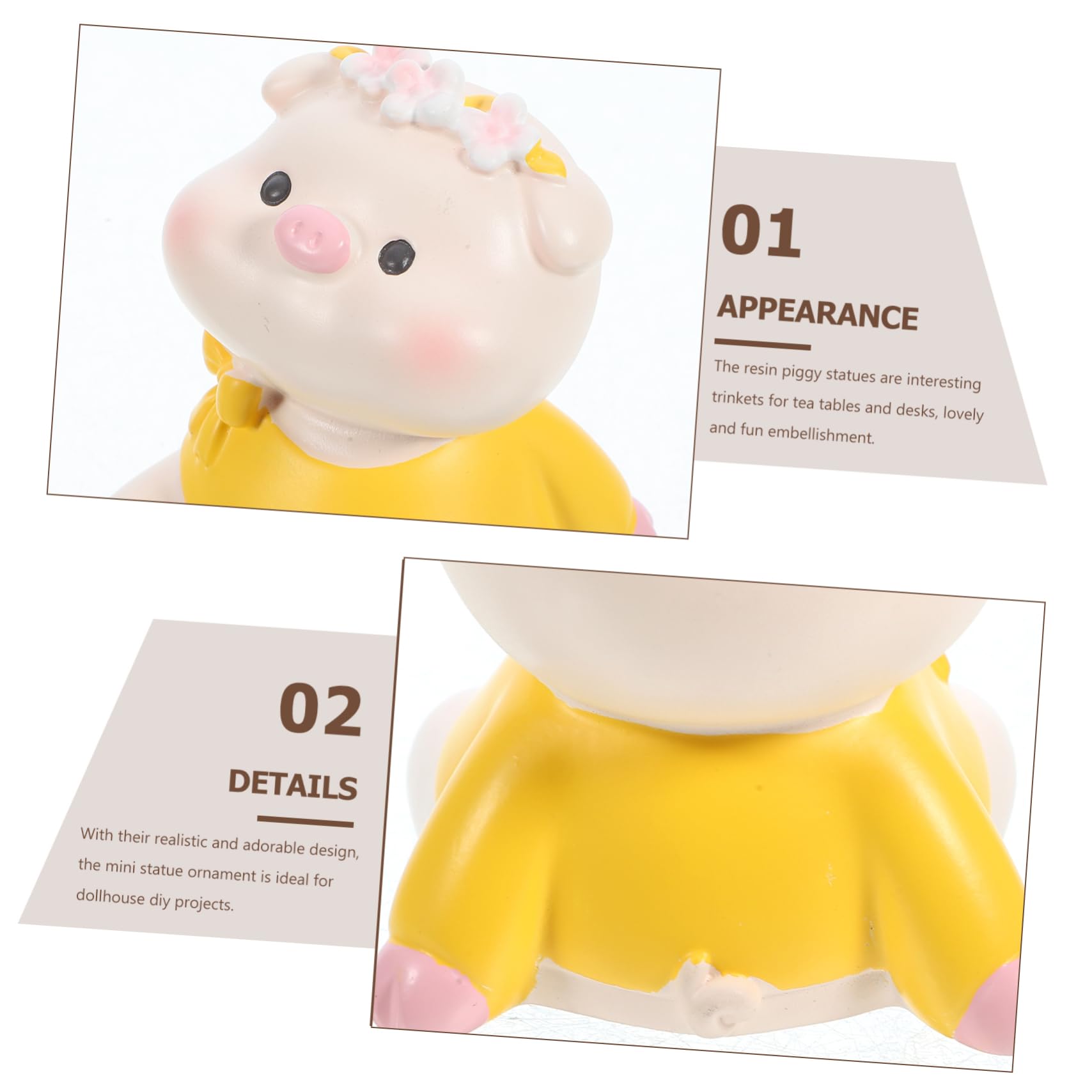 4 pezzi Piccoli personaggi di animali come fattoria maialino decorazione miniature decorare la scrivania modello maiale in miniatura statuetta adorabile maialino