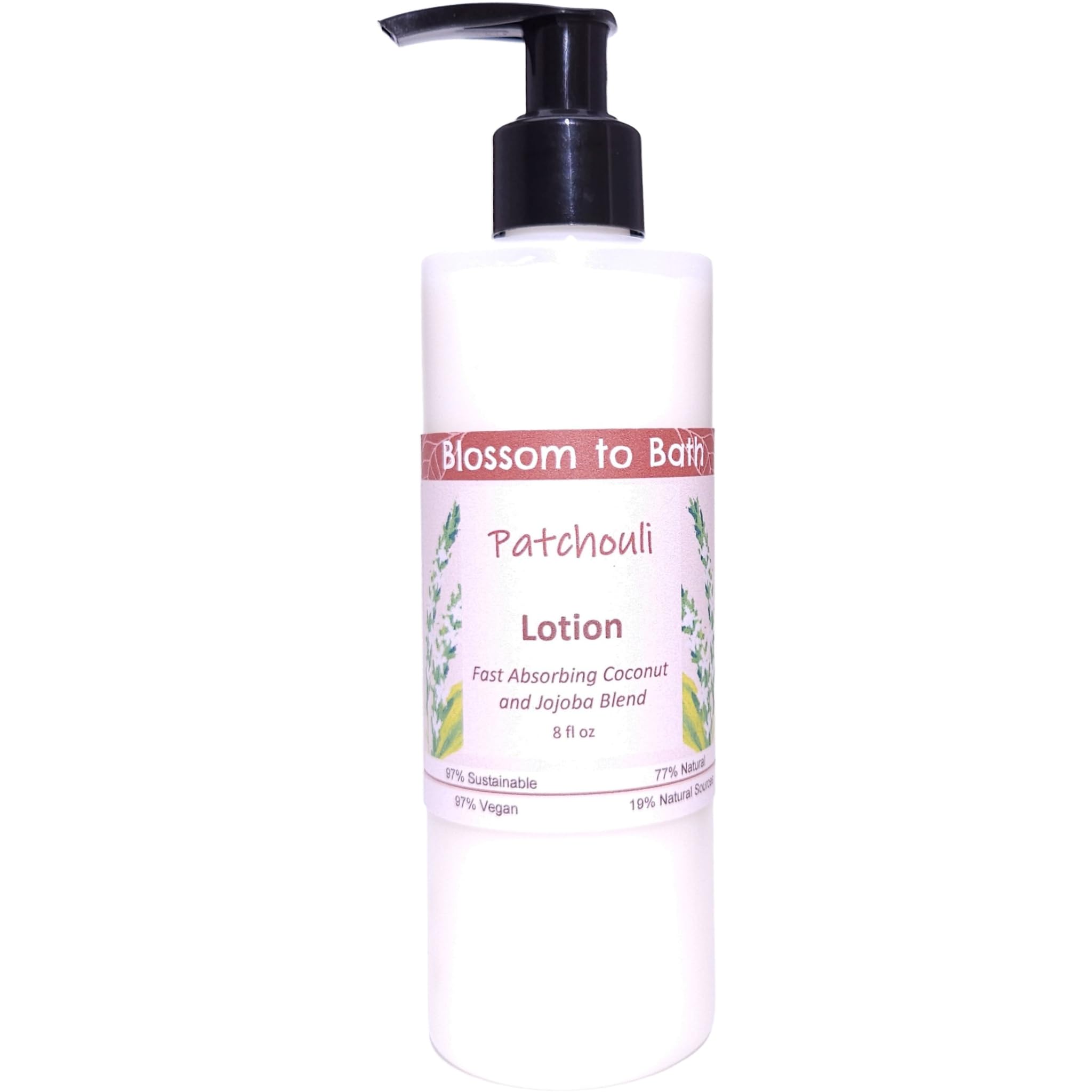 Blossom to Bath Patchouli Lotion (8 Ounce) - Pure Essential Oil Fragrance - Absorbs Quickly with a Woodsy Exotic Scent