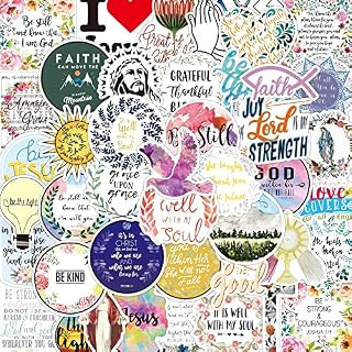 Cobee Inspirational Jesus Stickers, 50 PCS Wisdom Words Decals Cross Jesus Faith Stickers Waterproof Vinyl Stickers Motivational Stickers for Water Bottles Laptop Christian Gifts