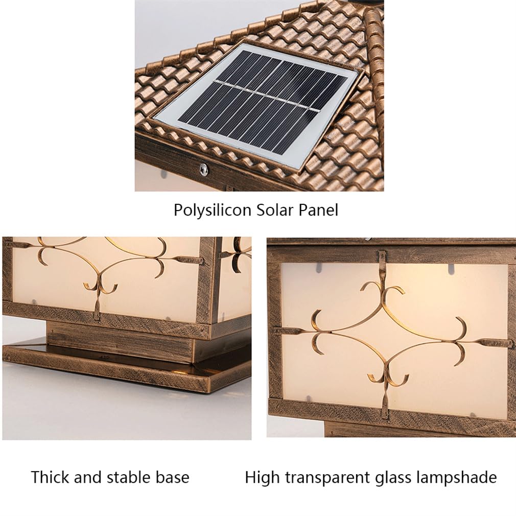 Klasyczne lampy solarne na słupki zewnętrzne szkło duża kolumna lampa wodoodporna oprawa filarowa oświetlenie krajobrazu solarne światła ścieżki światła pokładowe zasilane energią słoneczną do