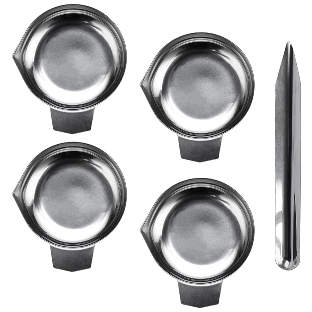 Rersduyt Electronic Scale Tray Mini Digital Scale Pan Tray Weighing Powder Pan 4Pcs Metal With Scoop Weighing Dish For Reloading