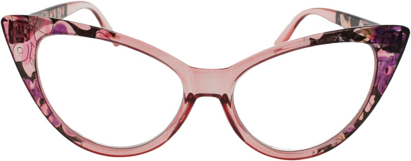 LL Womens 4 Pack Cat Eye Reading Glasses Clear Flower Vintage Retro
