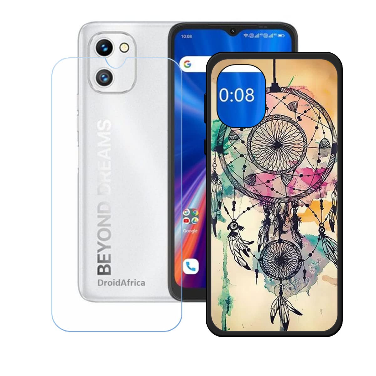 DQG Cover + Pellicola Vetro Temperato Per Umidigi C1 Max - Custodia In Silicone TPU Nero E Protettore Schermo 9H (KE34) - 3