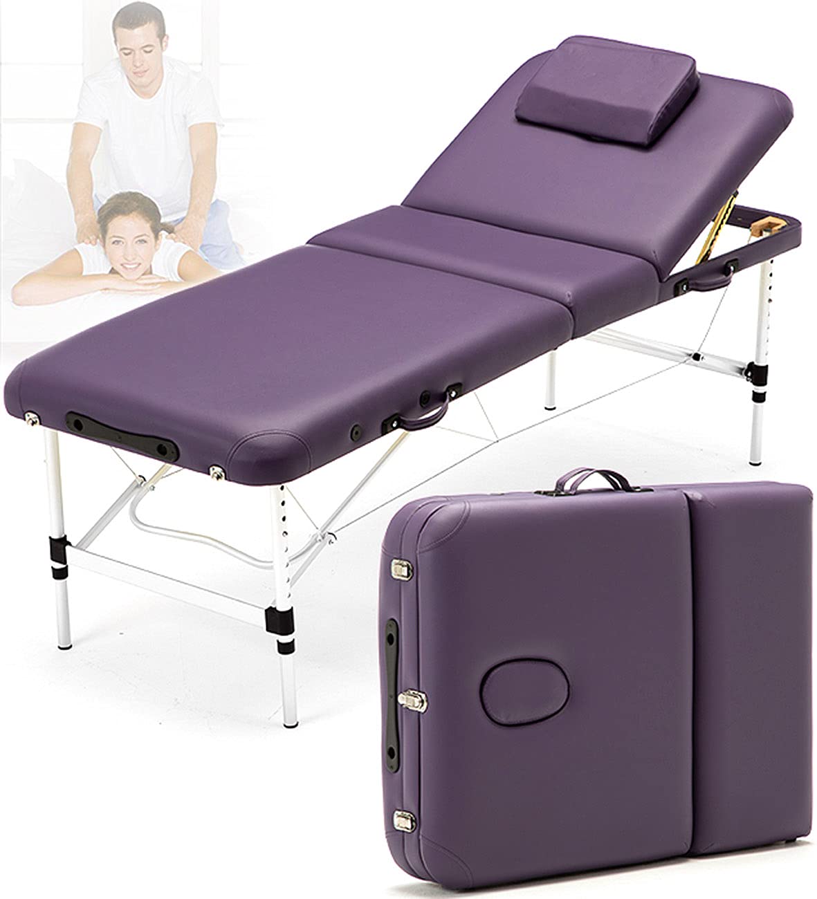 Lettino da Massaggio con Gambe in Alluminio, Lettino Pieghevole per estetica, Lettino Spa per Il Viso, Lettino Pieghevole per Tatuaggi facciali, Lettino Spa Portatile per i(