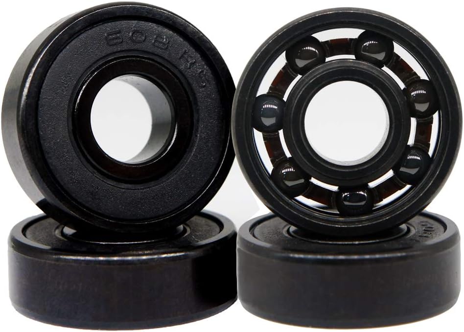 Z-First High Speed 608RS Hybrid Black Ceramic Bearings for Longboard, Inline Skates, Skateboard, Scooters, Skateboard and more (Pack of 4, Black)