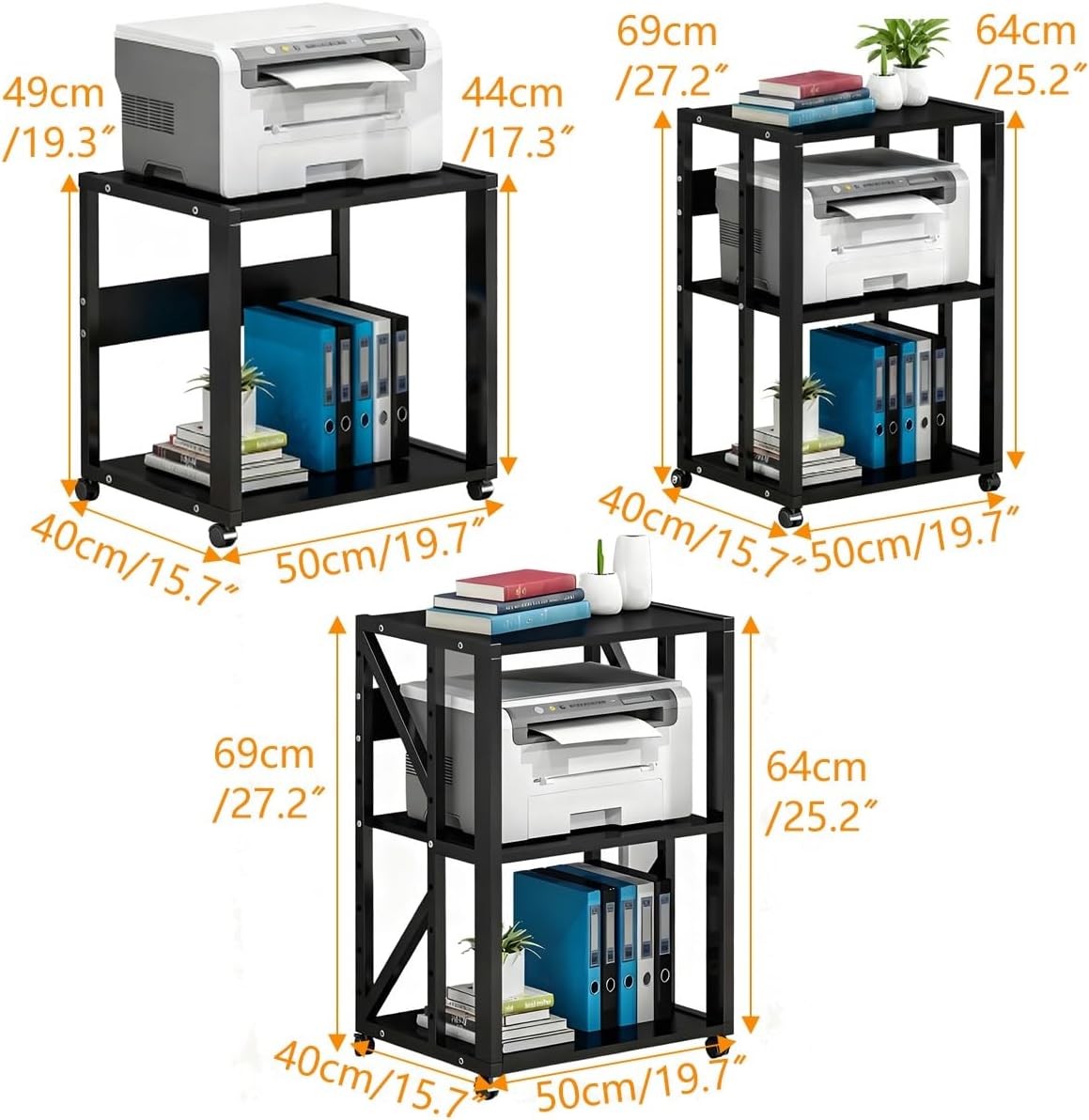 2/3段AVメディアスタンド（無垢材使用）、モダンなステレオスタンド（キャスター付き）、オープン収納オーディオラック（調節可能な棚付