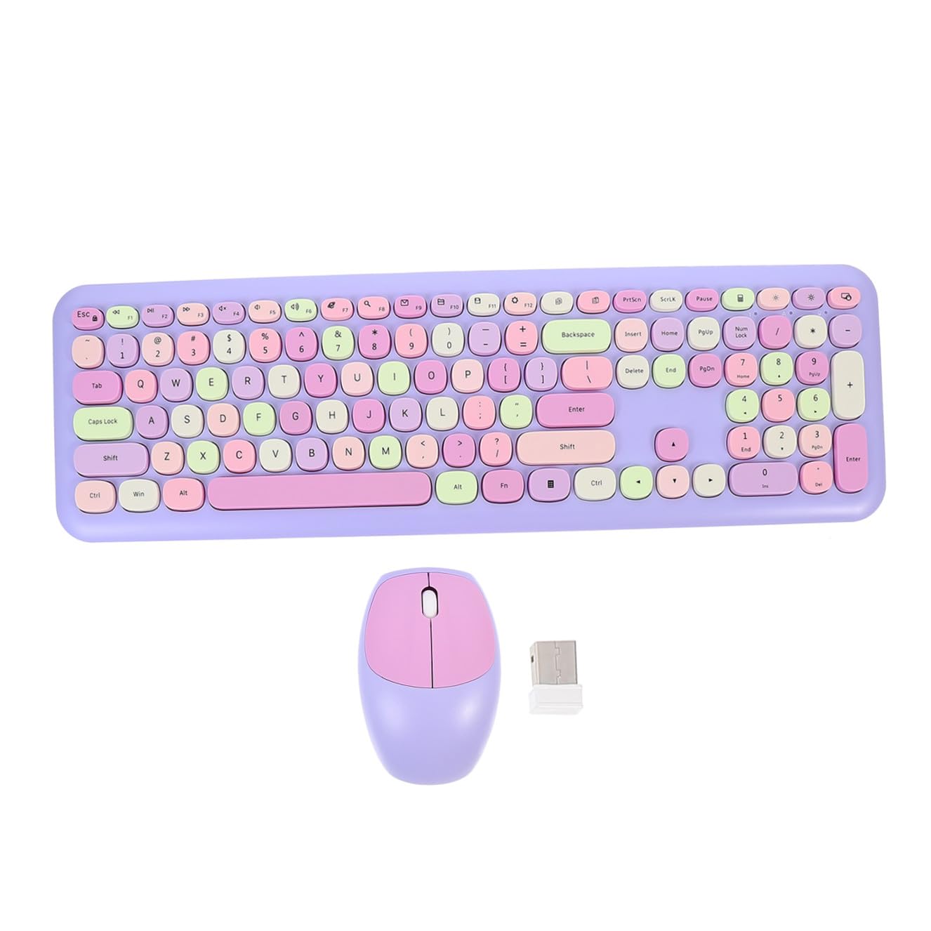 Housoutil Set Tastiera e Mouse Wireless Ergonomici in Abs, Connessione Ricevitore Usb, Compatibili con Sistemi Operativi, per Laptop e Desktop, Lavoro e Giochi