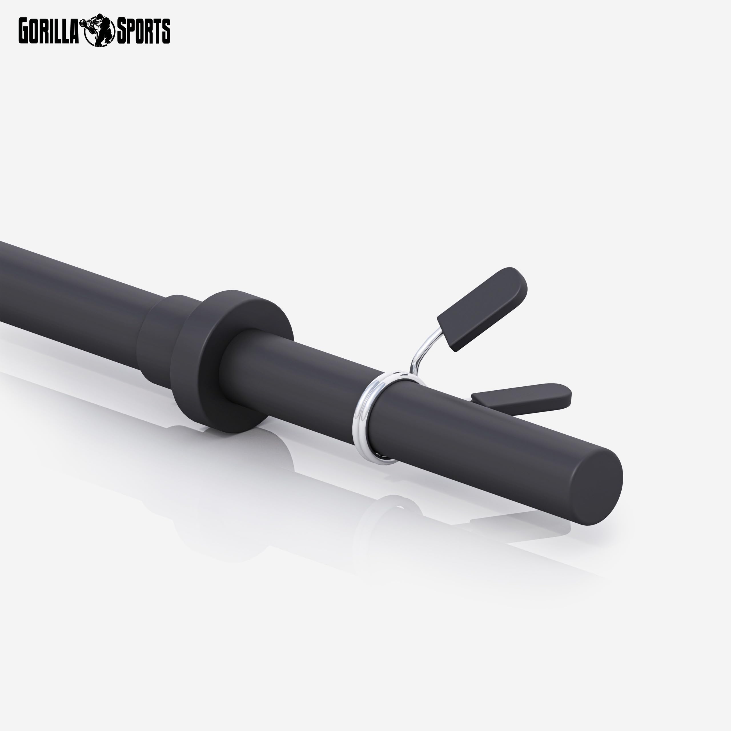 GORILLA SPORTS® Aerobic Langhantel - 130 cm, Set, mit/ohne Polster, Gewichte, 30mm, Federverschlüsse, aus Kunststoff, Schwarz - Langhantelstange, Hantelstange, Krafttraining, Nackenpolster
