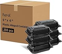 Vista 10 de Contenedores de Comida para Llevar Karat Clamshell [6"x6" - 300 unidades] Duraderos, Aptos para Microondas, Apilables, Resistentes a Roturas, Cajas