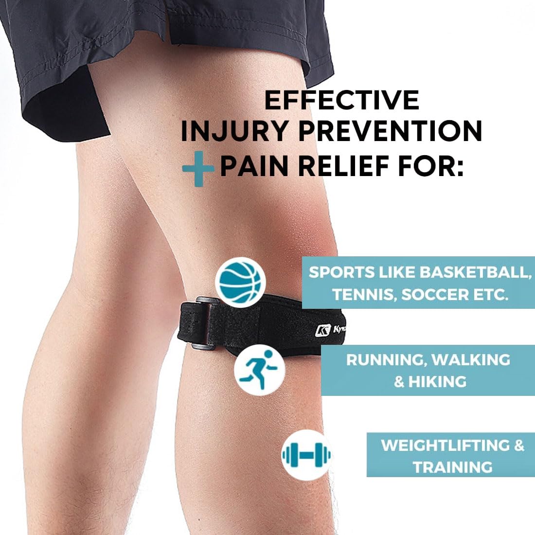 HOKIAMCN Patella Tendon Knee Strap 2 Pack, Knee Pain Relief Support Brace for Hiking Soccer, Basketball, Running - Image 4
