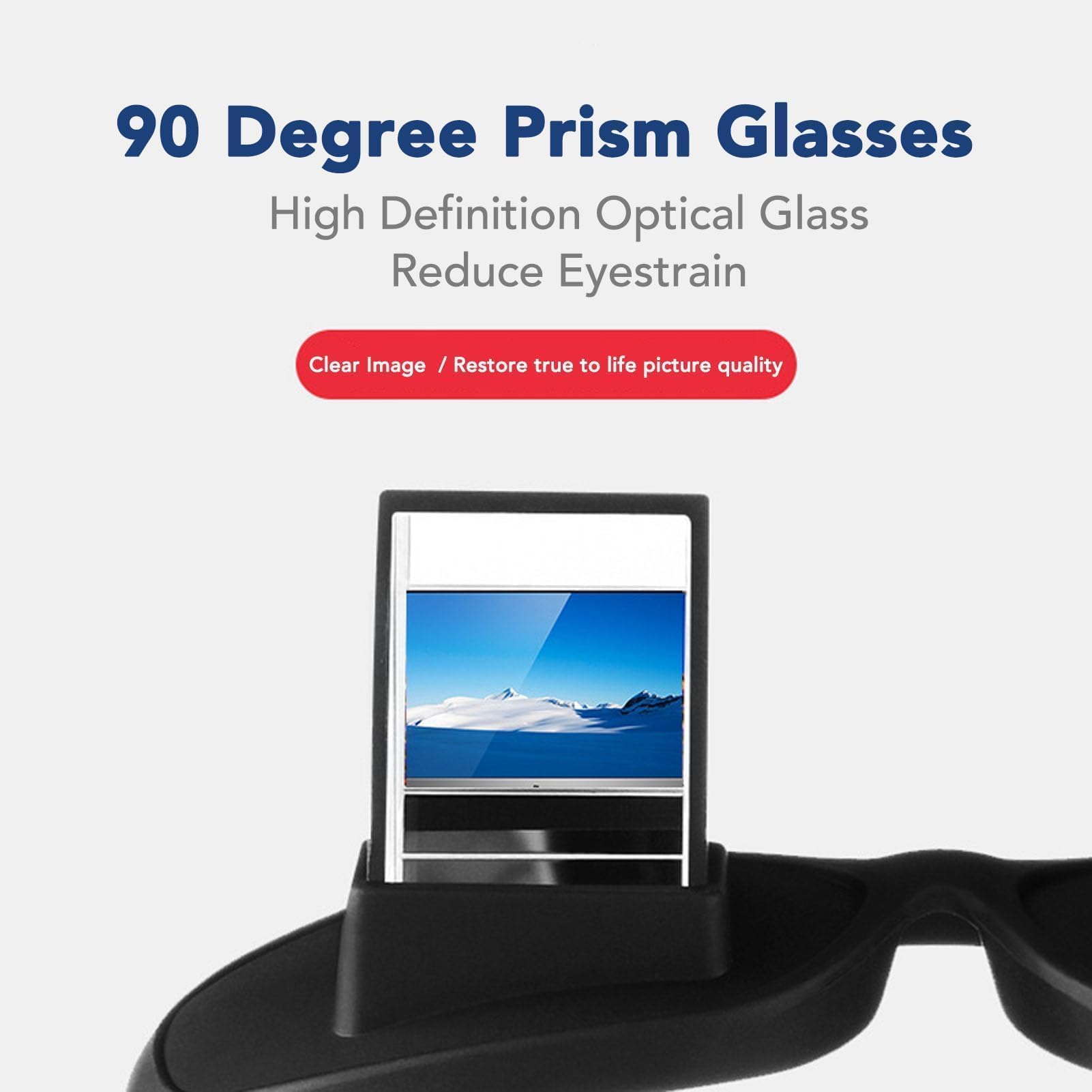 Lunettes Paresseuses, Lunettes à Prisme De Lit, Miroir Horizontal, Lunettes De Lecture Paresseuses, Lunettes à Prisme à 90 Degrés pour S'allonger, Lire, Regarder la Télévision, Noir