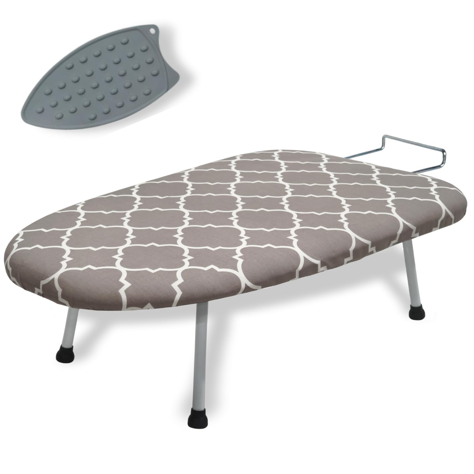 Asse da stiro da tavolo, piccola asse da stiro, compatta, portatile, con tappetino in silicone per appoggiare il ferro da stiro, salvaspazio, per uso domestico, da tavolo, da viaggio, 60 x 37