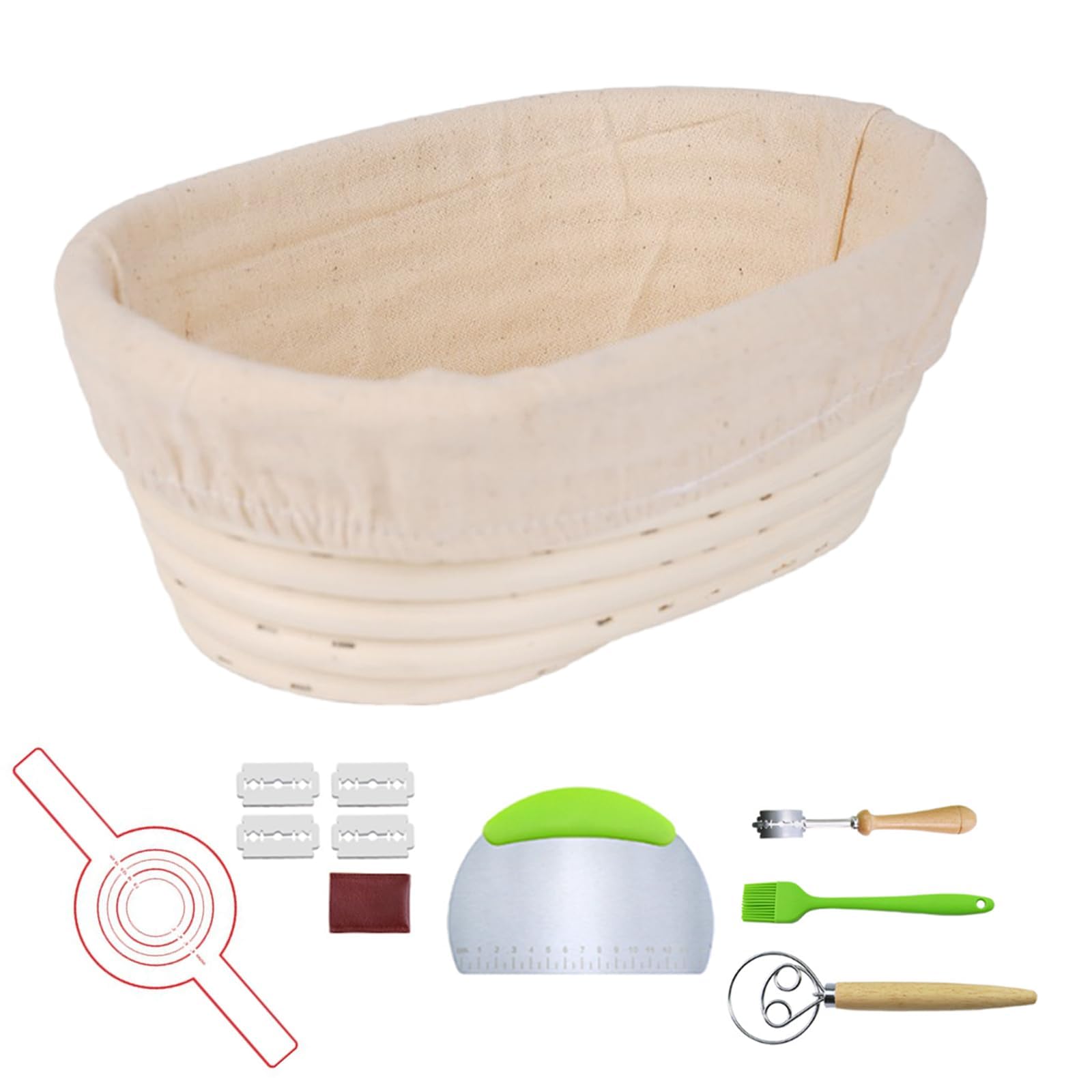 Sourdough Bread Basket, Bread Proofing Baskets Set with Baking Mat, Scraper and Brush， Bread Basket for Sourdough Proofing-image-12