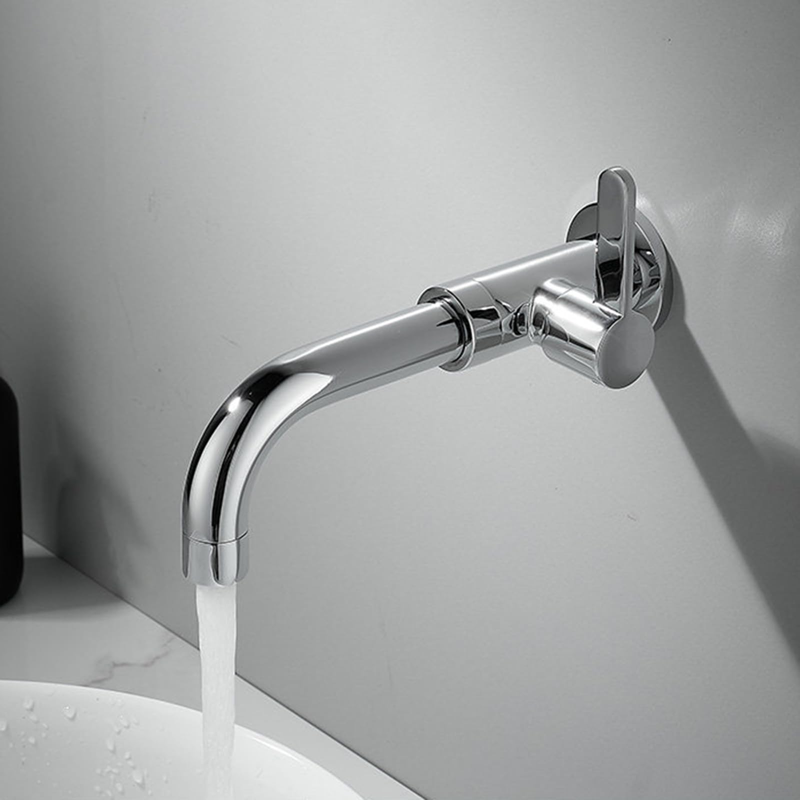 SOHNVWTGD Garden Tap Wall Mount Cold Water Brass Single Cold Water Basin Tap Mop Pool Faucet Chrome