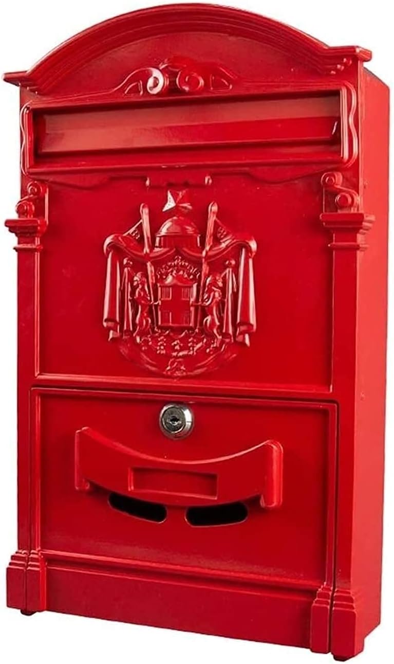 Post Boxes Mailboxes Wall-Mount Postbox Wall-Mounted Mailbox Retro Aluminum Box Letter Lockable Box Letter Mailbox 210619,Red-One Size