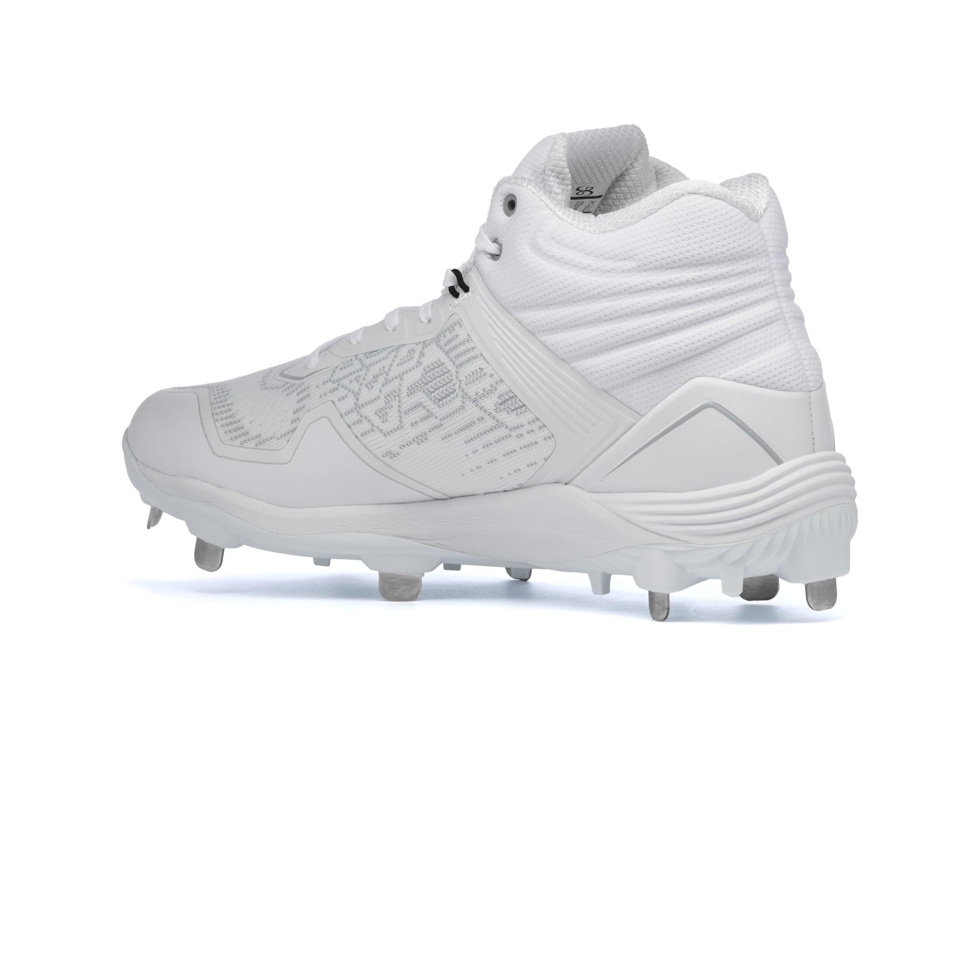Boombah Viper Pureknit Men's Metal Mid Cleat - White Out - White/Gray - Size 10