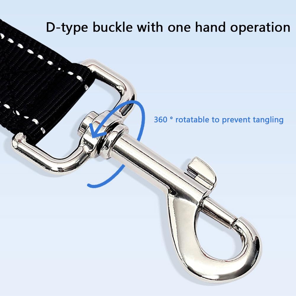 Double Dog Leash No Tangle 360°Swivel Rotation Two 2 Splitter Adjustable Shock Absorbing Bungee Cord for Puppy Walks Black - Image 3