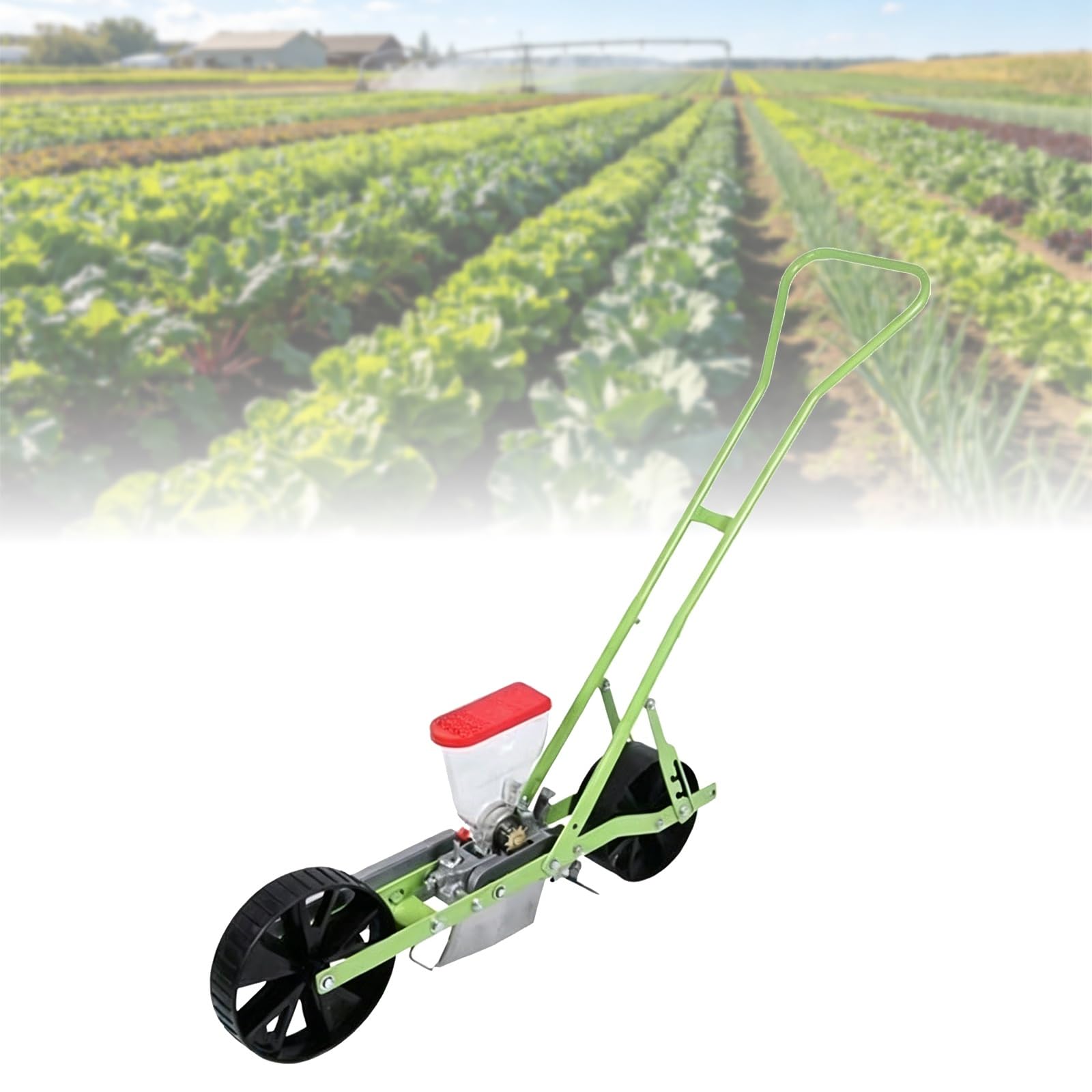 Sembradora Manual de Verduras con Empuje Manual, sembradora de jardín Ajustable de 1 a 6 hileras, sembradora de Granjero con Espacio Entre hileras Variable y Control de Profundidad, Adecuada(1ROW)
