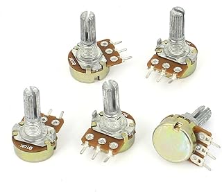 uxcell - a15011600ux0235 5 Pcs 10K OHM Linear Taper Rotary Potentiometer 10KB B10K Pot Zinc Plating with 13mm Shaft