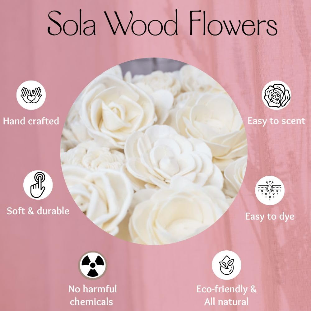 Sola Wood Flowers - Surtido Aleatorio (sin Corteza) - 50 Piezas, Flores Artificiales para decoración, Ramos de Flores, centros de Mesa y decoración del hogar