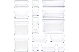 famhap 16-Piece Clear Plastic Drawer Organizer Set