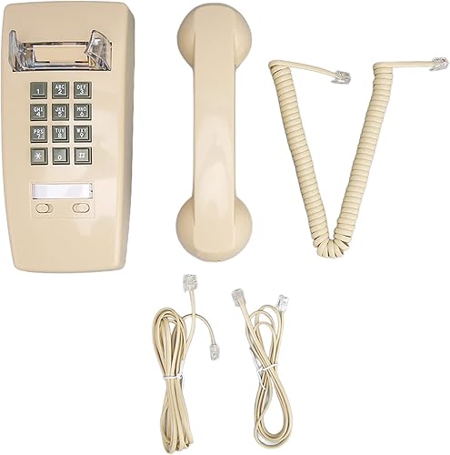 Teléfono de pared con cable vintage, impermeable, con control de volumen, para el hogar, bar, baño, color beige