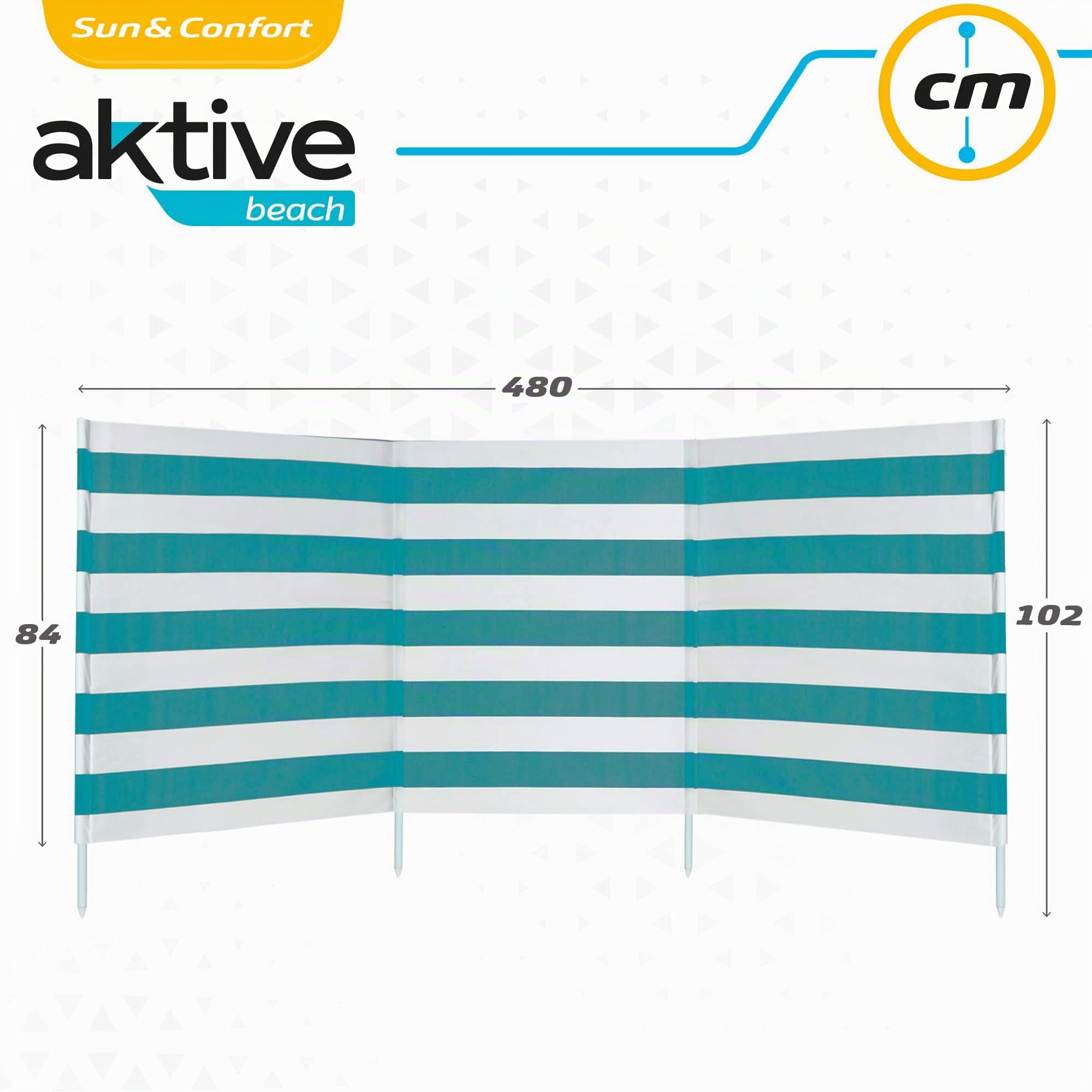 AKTIVE 62135 - Polyester-Windschutz 480 x 82 cm mit Stahlstange, Einzeln