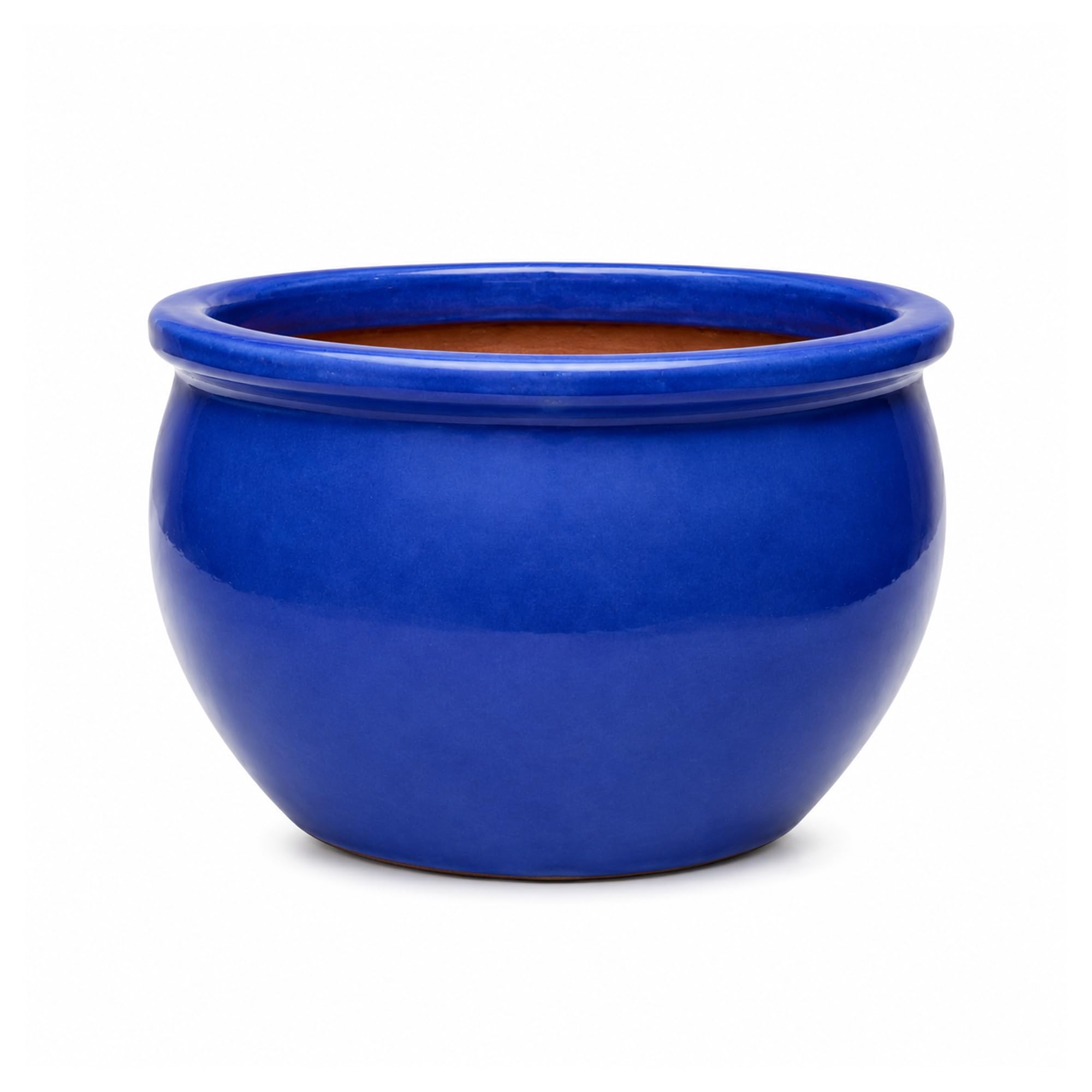 Steinzeug-Blumentopf/Pflanzkübel Bamboo Blau 28x18cm frostfest