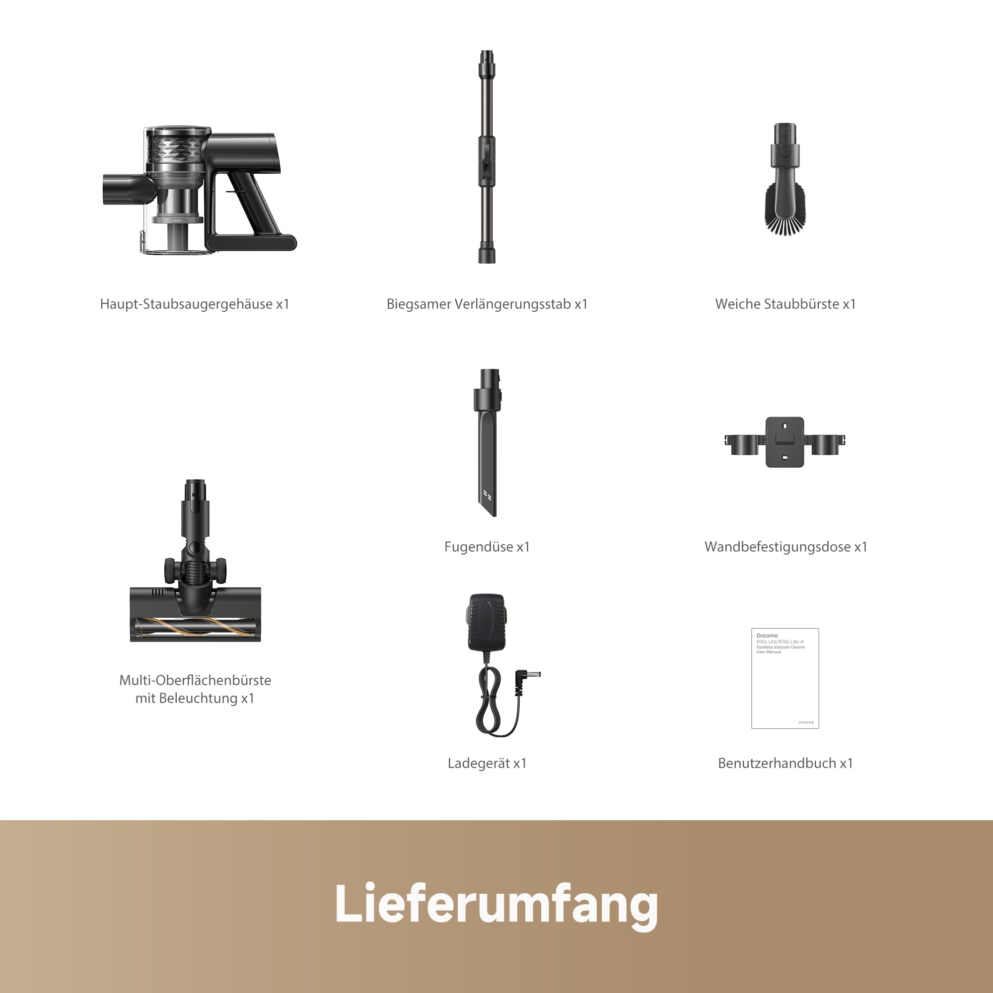 dreame R10s Lite-A Akku Staubsauger, 25 000Pa/75 AW Saugkraft, Klapprohr | LED-Bürste mit Anti-Verwicklung, Entleerung per Knopfdruck, LED-Display, bis zu 45 Min. Laufzeit, 99,9 % Filterleistung