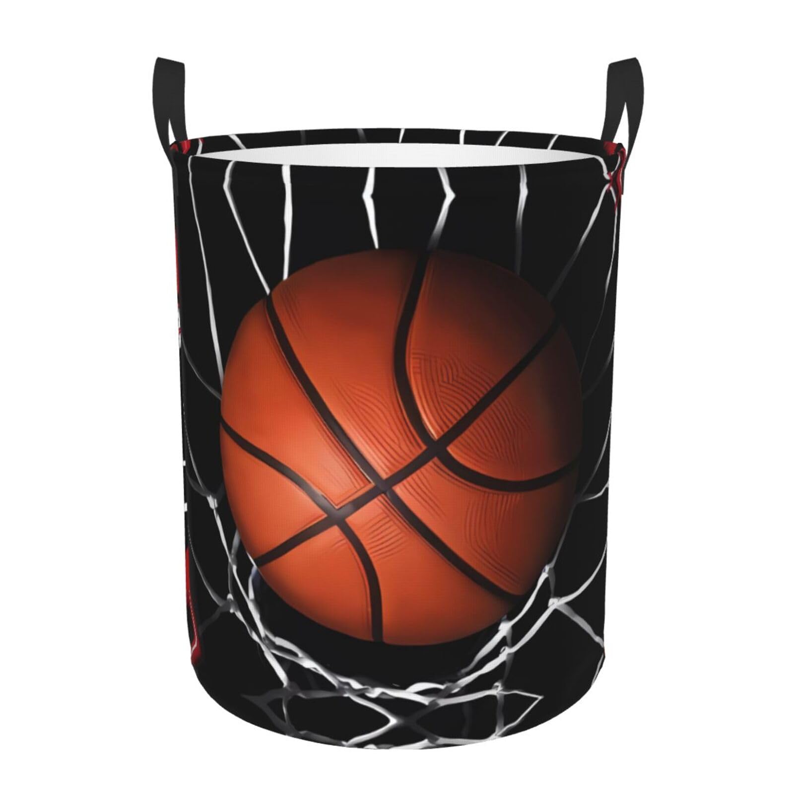 S Circular Hamper Basketball Print for Dirty Clothes