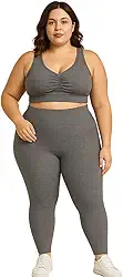 Conjunto Fitness Plus Size, Legging Cintura Alta e Top Franzido, Suplex, Preto (BR, Alfa, XG, Plus Size, Alto, Tamanho Plus, Preto)